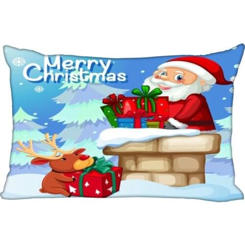 Christmas Santa Claus Pillowcase Satin Fabric Pillow Cover Rectangle Zipper Pillow Cases Home Office Wedding Gothic Decorative