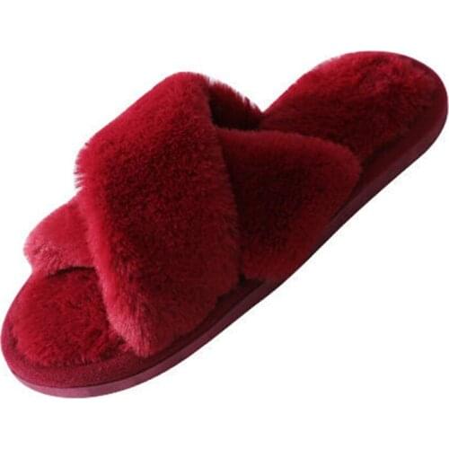 2021 Summer Women House Slippers Faux Fur Fashion Shoes Woman Slip on Flats Female Slides Black Pink Cozy Home Furry Slippers