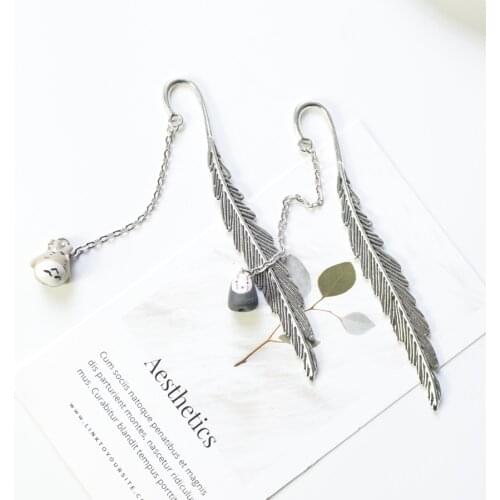 Kawaii Animal Totoro cat Bookmark Pendant Metal Leaf Book mark Stationery School Office Supply Escolar Papelaria