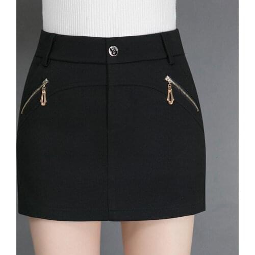 2020 autumn and winter woolen shorts skirt womens wild large size stretch thinner bag hip shorts skirt
