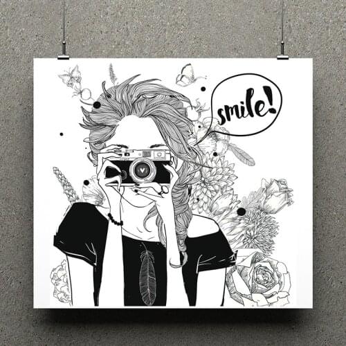 ZhuoAng Girl Taking Pictures Clear Stamps For DIY Scrapbooking/Card Making Decorative Silicon Stamp Crafts