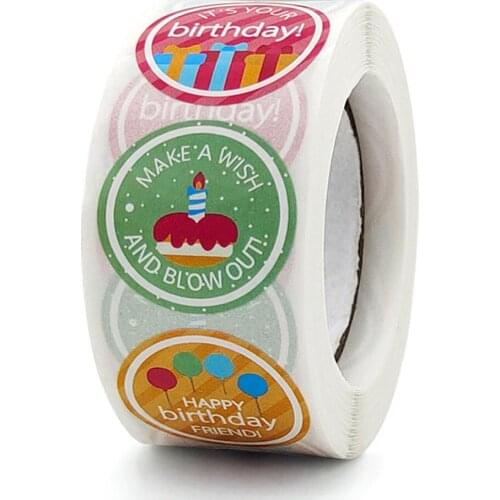 100-500pcs Cute Happy Birthday Stickers Birthday Gift Decoration Tag Sealing Label Kids toys Gift Package Scrapbooking Stickers