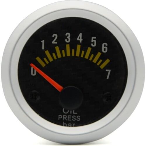 2" 52mm Auto Car Oil Pressure Gauge Analog Carbon Fibre Face 0-7 Bar White Background Light