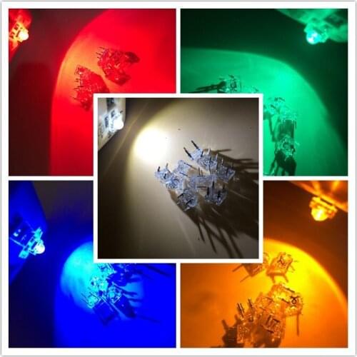 5Valuesx 20=100pcs New 5mm Piranha Super Flux Red/Green/Blue/White/Yellow LED Light Lamp