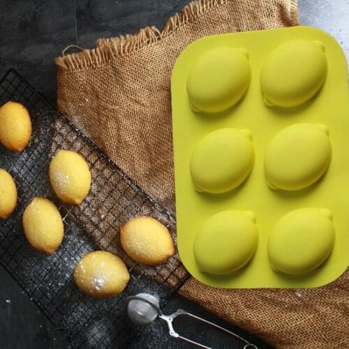 6-Cup Non Stick Muffin Pans Lemon Shaped Baking Mould Cake Mould Cupcake Pan Silica Gel Material Cake Pan Dessert Moulds
