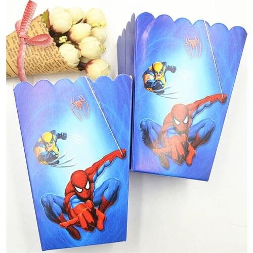 6pcs/set Funny Spiderman Kids Birthday Party Supplies Popcorn Box Case Box Favor Accessory Birthday Superhero Party Decoration 1