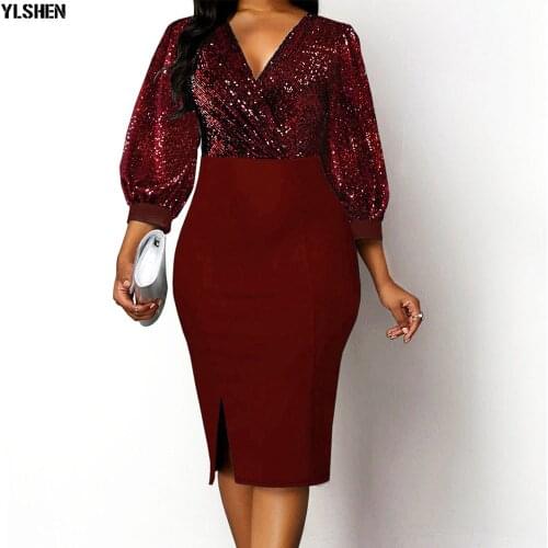 Africa Evening Dress African Dresses For Women 2020 New Dashiki African Dress Sexy Ladies Sequins V Neck Daily Dress Party Dress