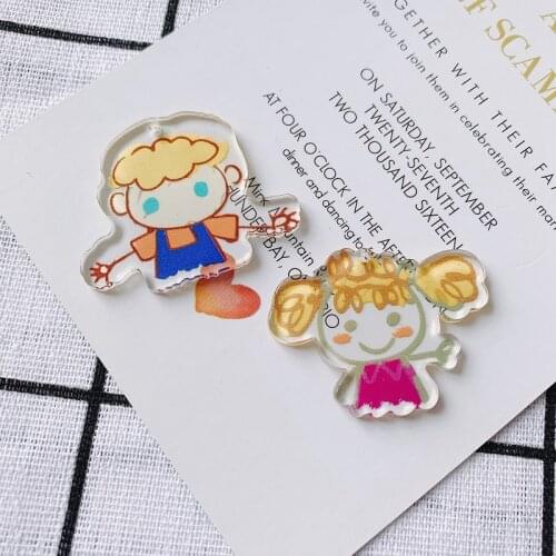 DIY jewelry accessories fun cute little girl little boy acrylic pendant pendant mobile phone case jewelry accessories materials