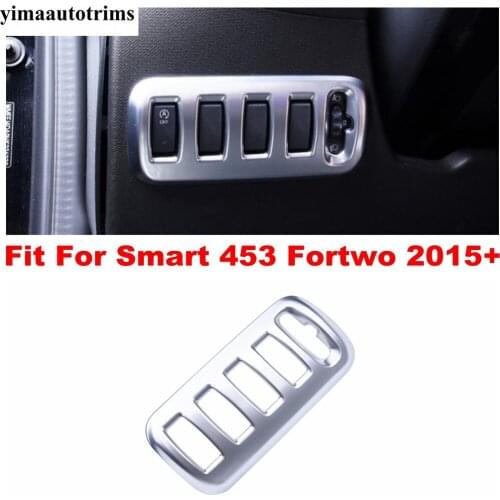 Car Inner Head Light Switch Button Decor Frame Cover Trim Stainless Steel Interior Accessoriess For Smart 453 Fortwo 2015 - 2020