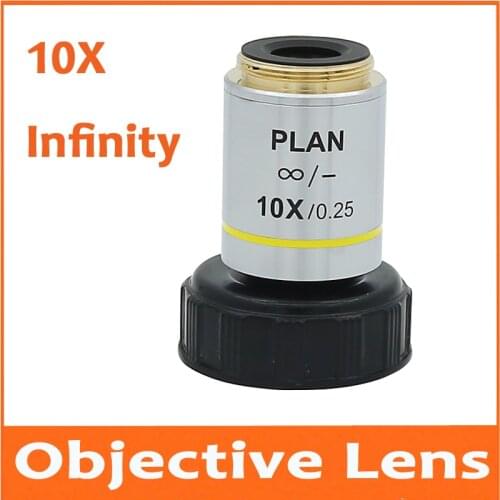 1pc 10X 195 Metal Infinity Plan Achromatic Objective Lens Educational Olympus Biomicroscope Biological Microscope 20.2mm
