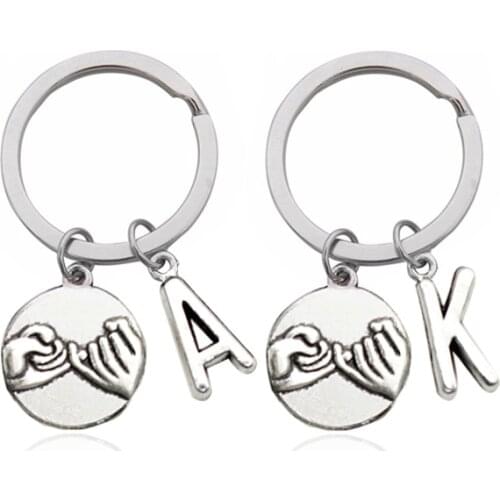26 Letters Mutual Handle Parental Keychain Hand in Hand Couple Agreement of Friendship Sisters Key Ring Pendant
