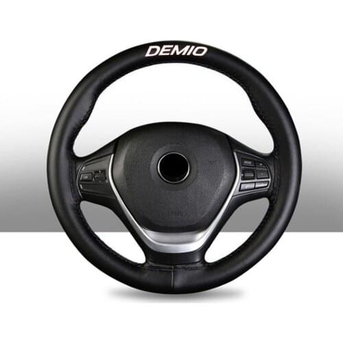 15 Inch Genuine Leather Braided Steering Wheel Cover for Mazda Demio Car Interior Accessories