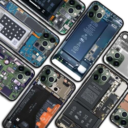 Phone Case for iPhone 11 Pro 7 8 SE 2020 X XR XS MAX 11 Pro Max 12 Pro 6 6s 7 8 Plus Soft Cover motherboard Circuit board Shell