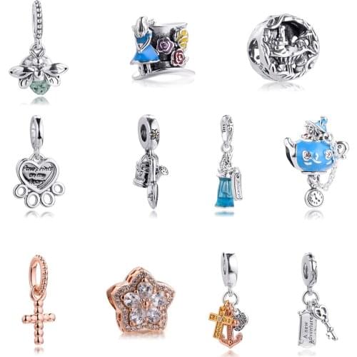 CKK Fit Pandora Bracelet Glowing Firefly Teapot Paw Print Charms Silver 925 Original Beads for Jewelry Making Sterling DIY Women