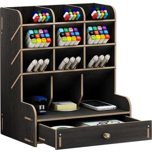 Wooden pen holder storage box fashion creative multi-frame pen holder DIY storage rack stationery office supplies 3 style