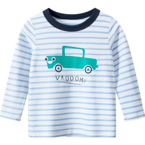 Baby Clothes Children Boys Girls Cotton Long Sleeve T-shirt boy girl Tops Kids Striped Cartoon Car Tee For 2-9Years