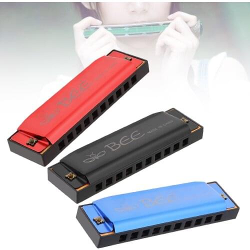 10 Holes 20 Tone Blues Harmonica Key C Mouth Organ for Children & Beginner with Red / Blue / Black Colors Optional