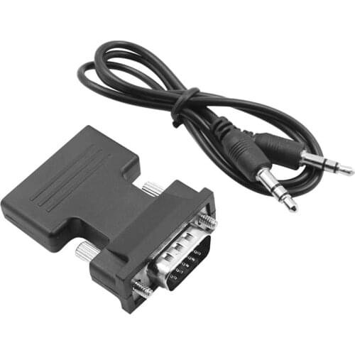HDMI-compatible Female to VGA Male Converter with Audio Adapter Support 1080P Signal Output for PC Laptop TV Monitor Projector