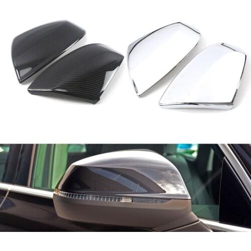 Carbon Look Chrome For Audi Q5 FY 2018 2019 Side Wing Rearview Mirror Cover Trim Stickers Mouldings