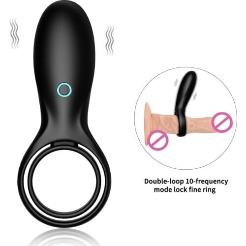 Penis Ring Vibrator for Point G Cock Ring Delay Ejaculation Male Vagina Clitoris Stimulator Erotic Sex Toys for Adult Couple