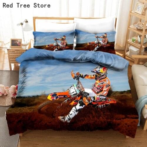 Bedding Set Motorcycle 3D Print Duvet Cover With 1/2PC Pillowcase Motocross Bedspread No Sheet Kids Bed Set Twin Full King Size