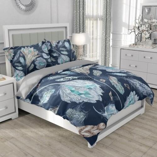 Flowering Plant Leaf Ink Printed Bedding Set High Quality Duvet Cover Twin/Full/King/Queen Size Comforter Bed Single Double Bed