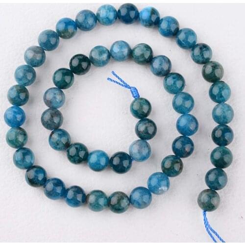 2 strands Natural Genuine Madagascar Blue Apatite Round Jewellery Loose Ball Beads 6-12mm 15"