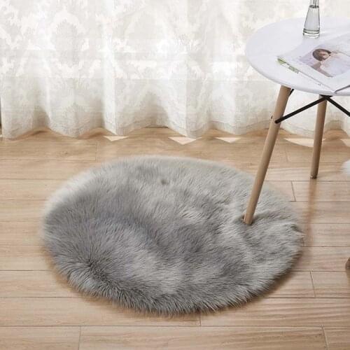Round Soft Faux Sheepskin Fur Area Rugs for Bedroom Living Room Floor Shaggy Silky Plush Carpet White Faux Fur Rug Bedside Rugs