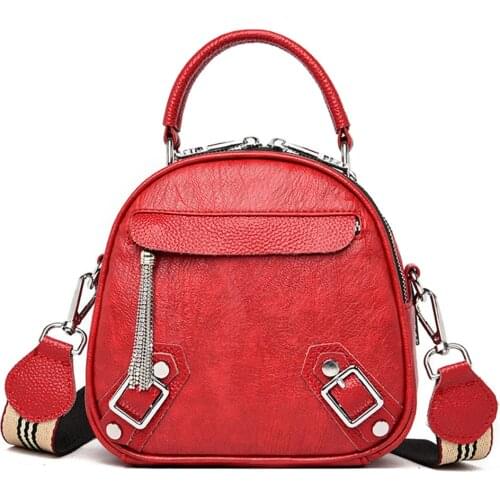 3 In 1 Tassel Ladies Small Backpacks Soft Leather Crossbody Bags for Women Fashion Wide Shoulder Strap Handbag Designer Backpack