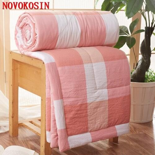 Machine Washed Cotton Summer Quilt Printed Double Cover Blanket Plus Size 200*230cm Simple Air Conditioner Thin Summer Quilt
