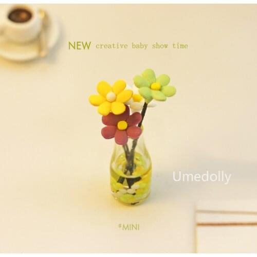 1:12 Scale Dollhouse Miniature Flower Glass Vase Pretend Play Mini Home Decoration Blyth Doll Furniture Accessories Toy