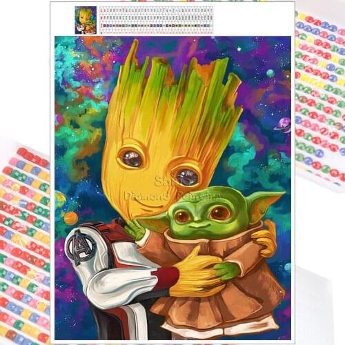 5D Diamond Painting Mosaic Kit Baby Groot Yoda Cartoon Marvel Disney Embroidery DIY Full Square Round Christmas Home Decoration