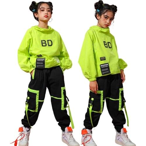 Lolanta 4-14 Years Girls Hip Hop Stree Dance Clothes Green Tops Or Loose Jopping Pants Sports Children Performance Costum