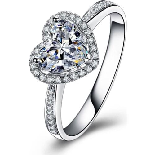 Wholesale YaYI Jewelry Fashion Princess Cut 3.2CT Heart Cubic Zirconia Silver Color Engagement Wedding Party Lovers Rings