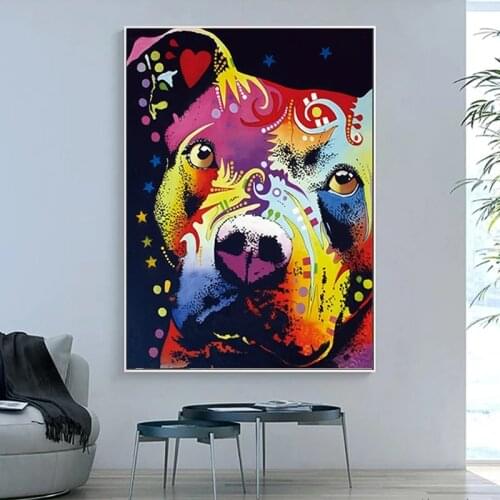 Thoughtful Pitbull Warrior Art Canvas Painting Abstract Dog Posters Prints Wall Art Picture for Living Room Home Decor Cuadros