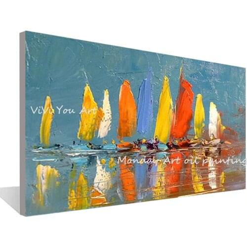 Drop-shipping hand painted Wall Art Canvas picture Seascape oil paintings Wall Picture for Living Room Boat Sea Canvas Painting