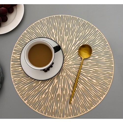 PVC Fireworks Hollow Nordic Style Non-slip Kitchen Placemat Coaster Insulation Pad Dish Coffee Table Mat Home Hotel Decor 51036