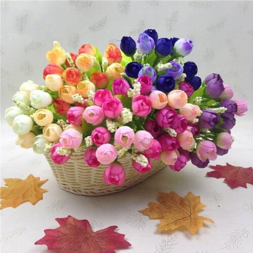 Multicolor Tea Roses Vases For Home Decoration Accessories Fake Plastic Flower Wedding Decorative Artificial Flowers Cheap