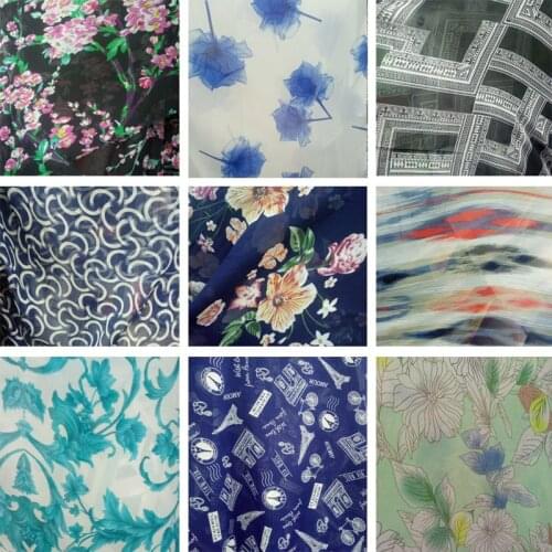 75D chiffon printed soft silky fabric light breathable DIY fabric qualified
