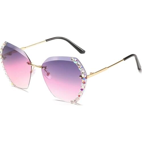 Vintage Fashion Oversized Rimless Sunglasses Sexy Diamond Square Women Famous Luxury Design Sun Glasses For Female Eyeglasses