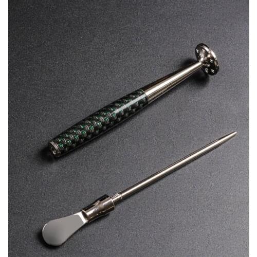 Meatal Smoking scoop New 2 in 1 Tobacco Pipe Metal Cleaning Tool Black Carbon Fiber Color For Smoking Pipe Smoking Accessories