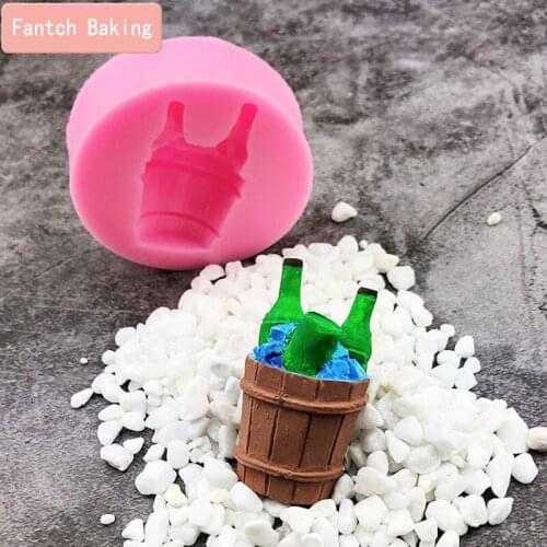 Ice Bucket Beer Shape Silicone Fondant 3D Cake Mold For Cupcake Jelly Candy Chocolate Decoration Baking Tool Moulds FQ2238