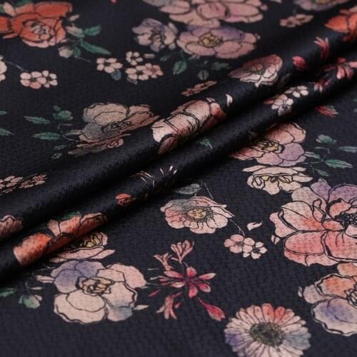 Vintage Real Silk Fabric Stretch Stain Black Mulberry Silk Tissue Dress Skirt Sewing Cloth By The Meter