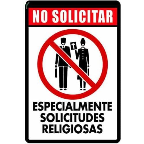 Spanish No Solicit Sign Funny Car Stickers Motorcycle RV VAN 3D Car Accessories JDM KK Vinyl Comic Sign Waterproof PVC