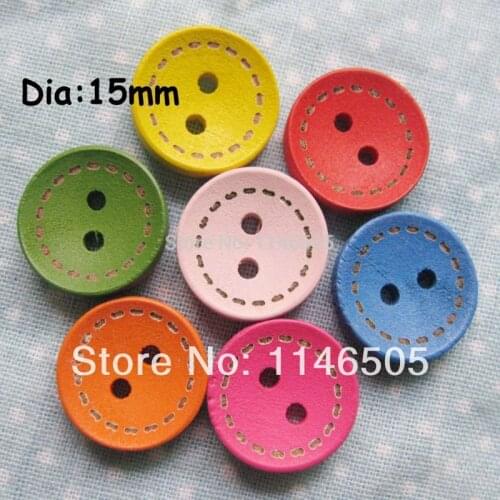 50pcs 15mm Natural good Wooden Buttons snaps fasteners For Craft scrapbooking product Kids Buttons decoration