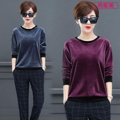 Women clothing pleuche fabrice women t shirts womens tees outerwear spring/autumn clothing o-neck long sleeve tees