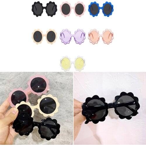 1pcs Vintage Kids Sunglasses Round Flower Baby Children Uv400 Sport Sunglasses For Girls Boys Sunflower Childrens Sunglasses