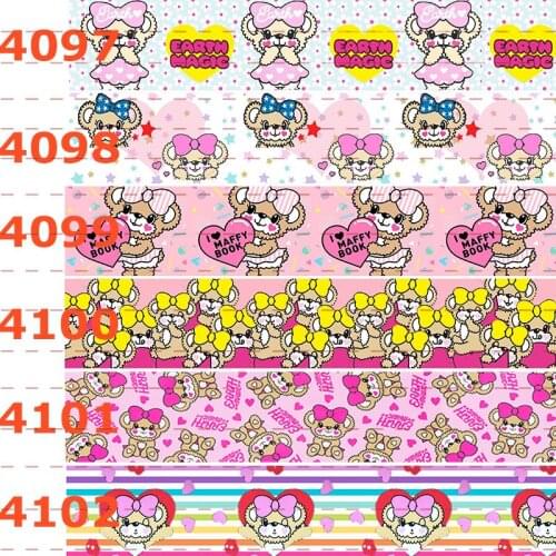 10yards - different size -Cartoon dog grosgrain ribbon - Cartoon puppy ,love ,pink printed ribbon