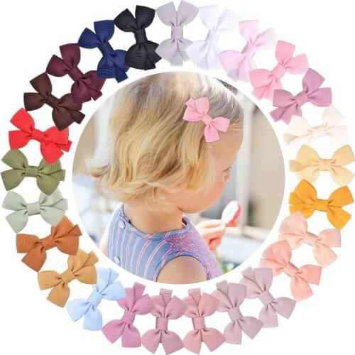 150PC/lot 2inch Solid Color Grosgrain Ribbon Bowknot Toddler Hair Clips Handmade Bows Baby Girls Barrettes Hairpins Photo Props