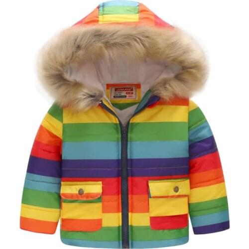 2019 Boys Winter Coats Fashion Baby Girls printing Jackets Children Clothing Girls Coats Cotton Warm Down Boys Jackets1-6Y